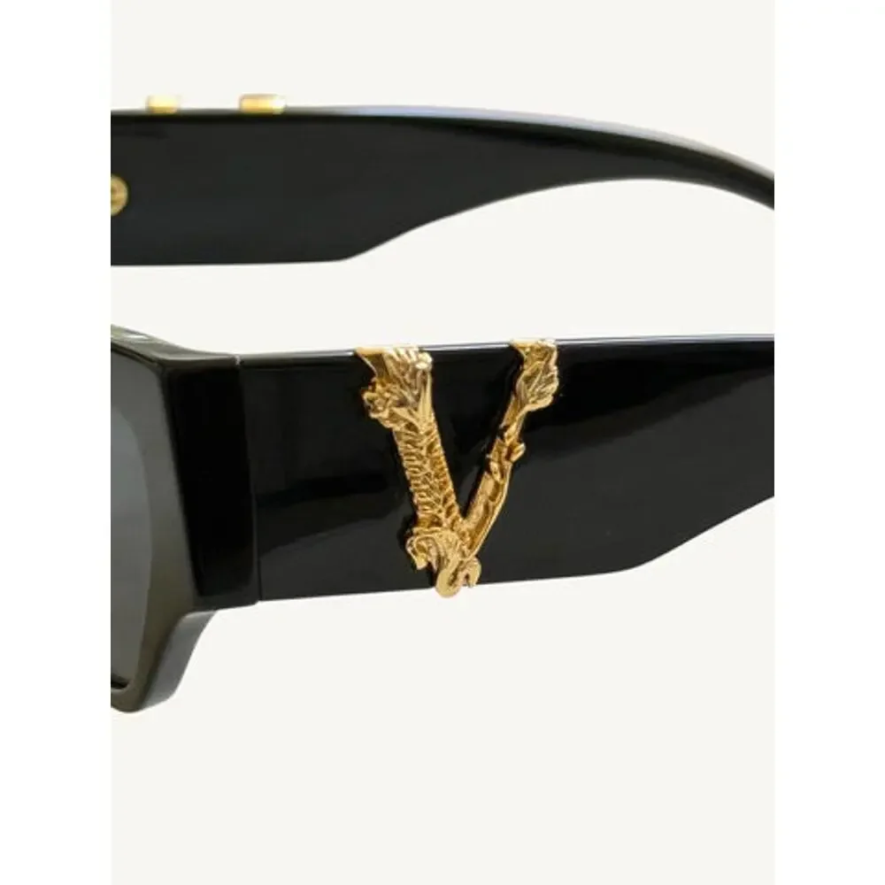 Versace VE4383 GB1/87 Black Cat Eye Sunglasses Gold Barocco V New Full Set
